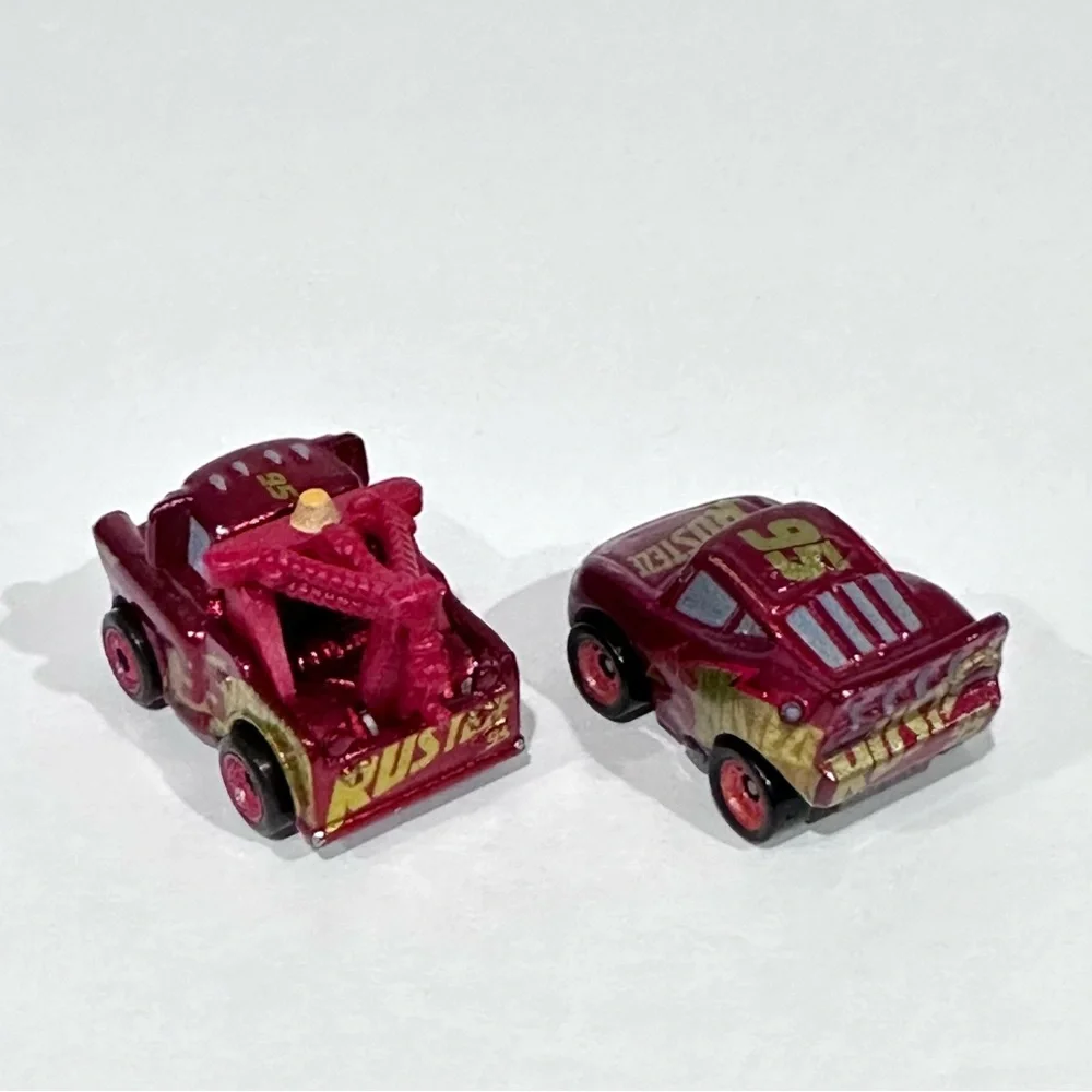 Disney Cars Die-cast Mini Racers Metallic Red Mater & Lighting McQueen Rusteze